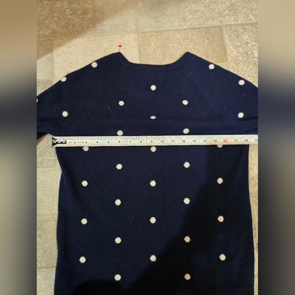 CASHMERE Philosophy Polka Dot Sweater Crew Neck Navy Blue White Small Medium - Picture 12 of 14